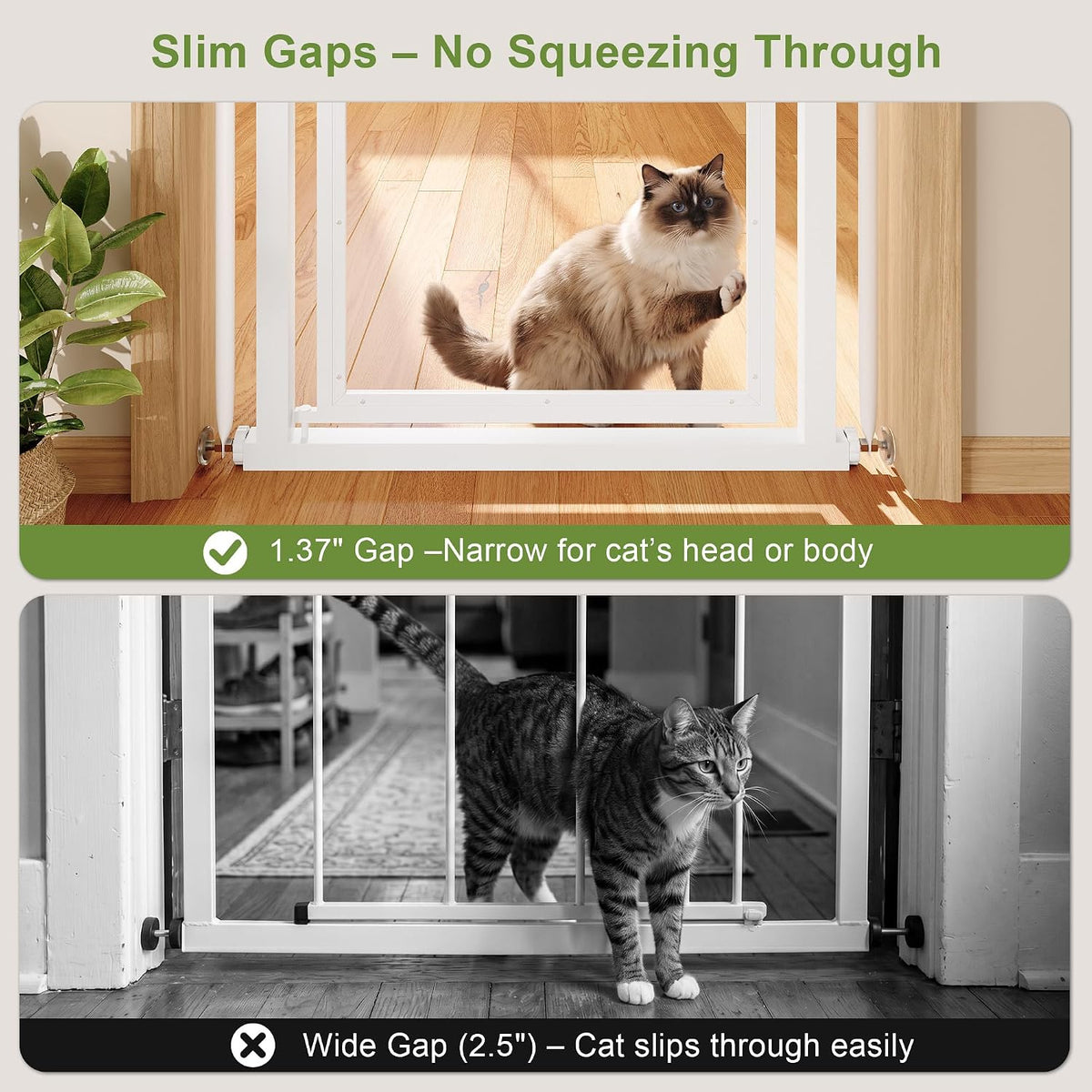 Feonase 73.6" Extra Tall Cat Gate, Full Clear Acrylic, 29.5-32.3"W, White