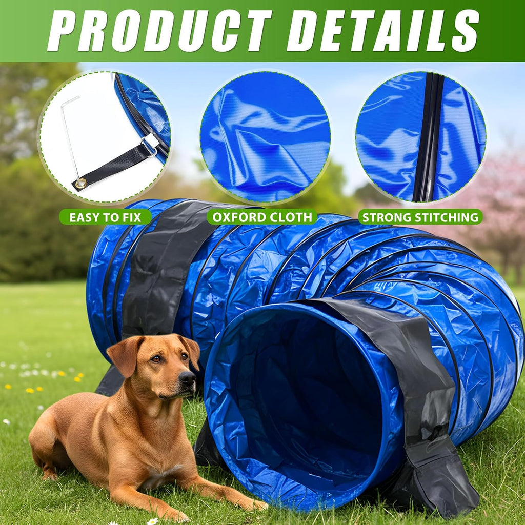 Briwooody 28in X 10ft Dog Agility Tunnel PVC for Large Dogs, Blue
