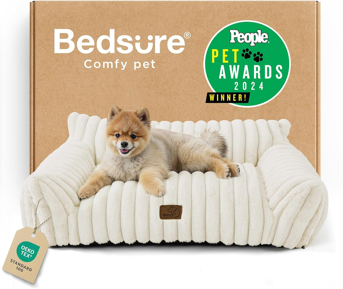 Bedsure ComfyFleece® Shown on TV Fluffy Cute Dog Couch for Pets,30in Cream