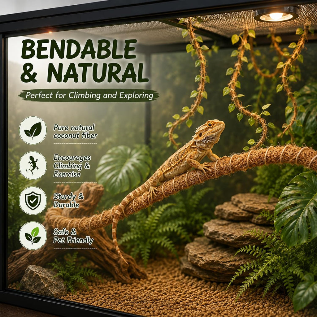 Bearded Dragon Enrichment Toys with Climbing Vine, Hammock and Feeder Ball