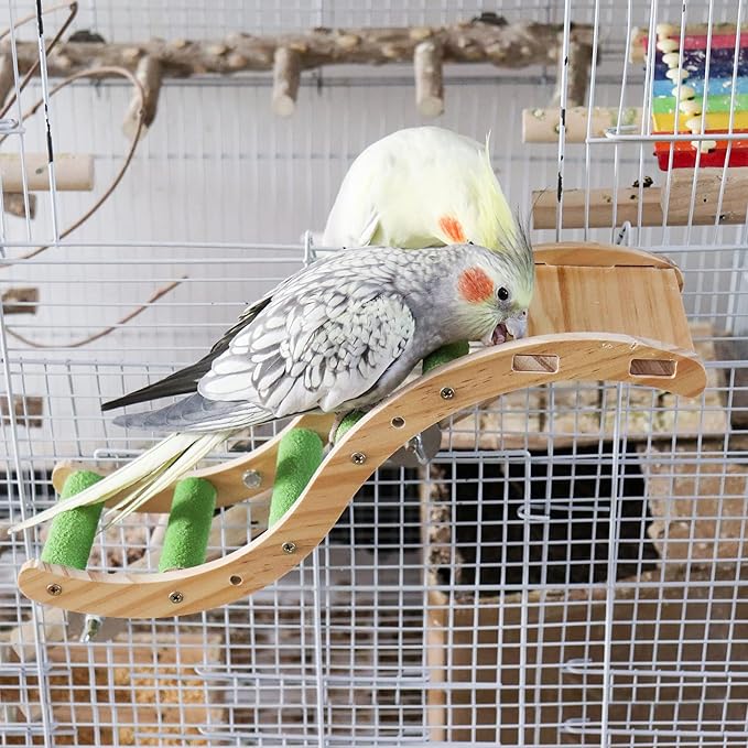 Bird Ladder Bridge, Wooden Pet Parrot Hamster Climbing Ladder Toys, Pet Bird - Image 3
