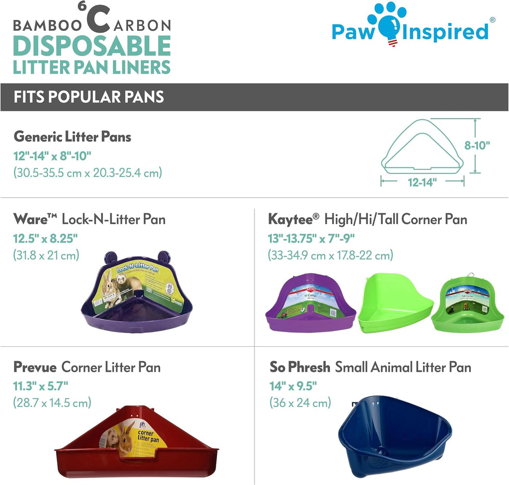 Paw Inspired Disposable Bamboo Carbon Triangle Pan Liners, 13.5x8.5 Inch