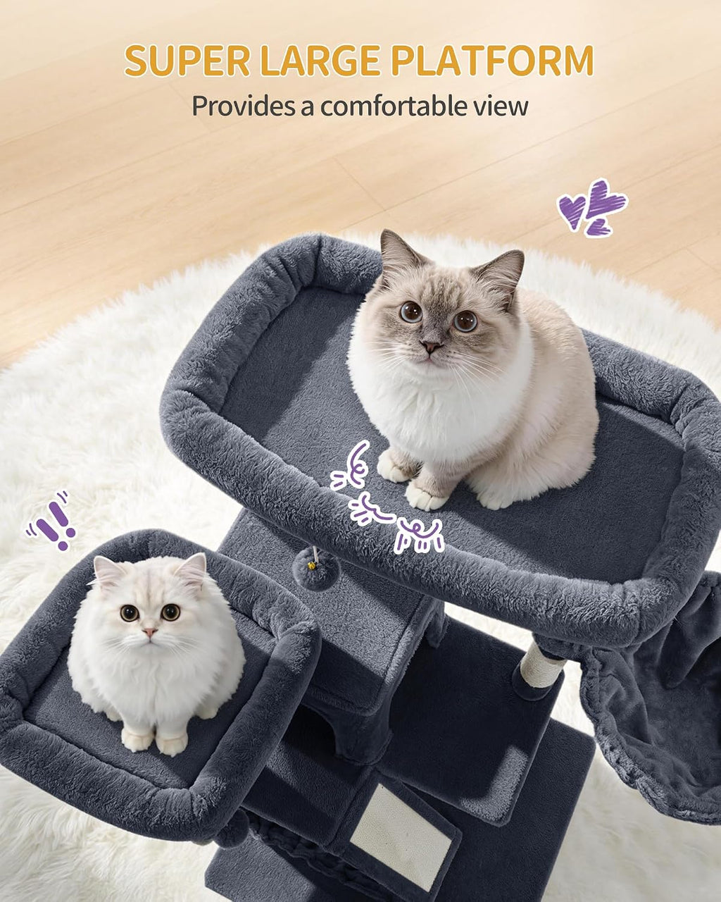 Hzuaneri Large Cat Tree, 72 Inch Tall Multi-Level Cat Tower for Indoor Cats