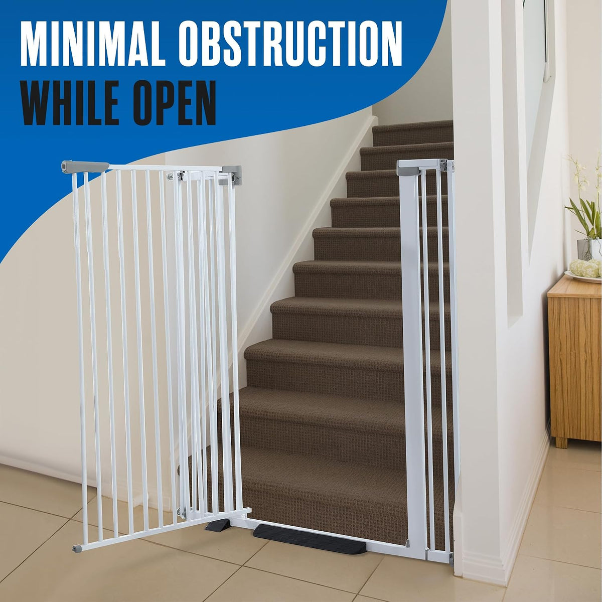 Cat Gate for Doorway, Tall Cat Gate, White, 51” High, 30 - 41 Inches Wide