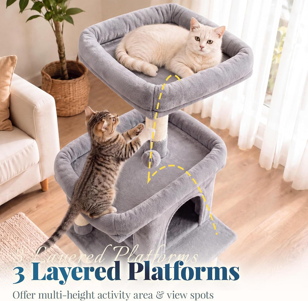 Hey-brother Cat Tree Tower, Extra Tall Multi-Level Corner Design, MPJ087W