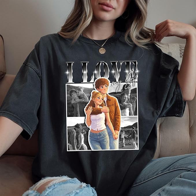 Custom Bootleg Rap Tee, Personalized Girlfriend Vintage Graphic T-Shirt - Image 3