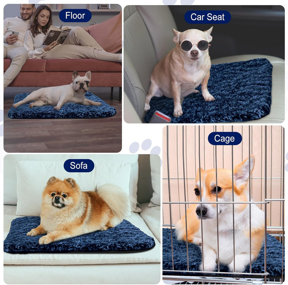 Drydiet 4 Pack Self Warming Cat Mat for Pets, 16 x 20 Inch, Blue, Solid