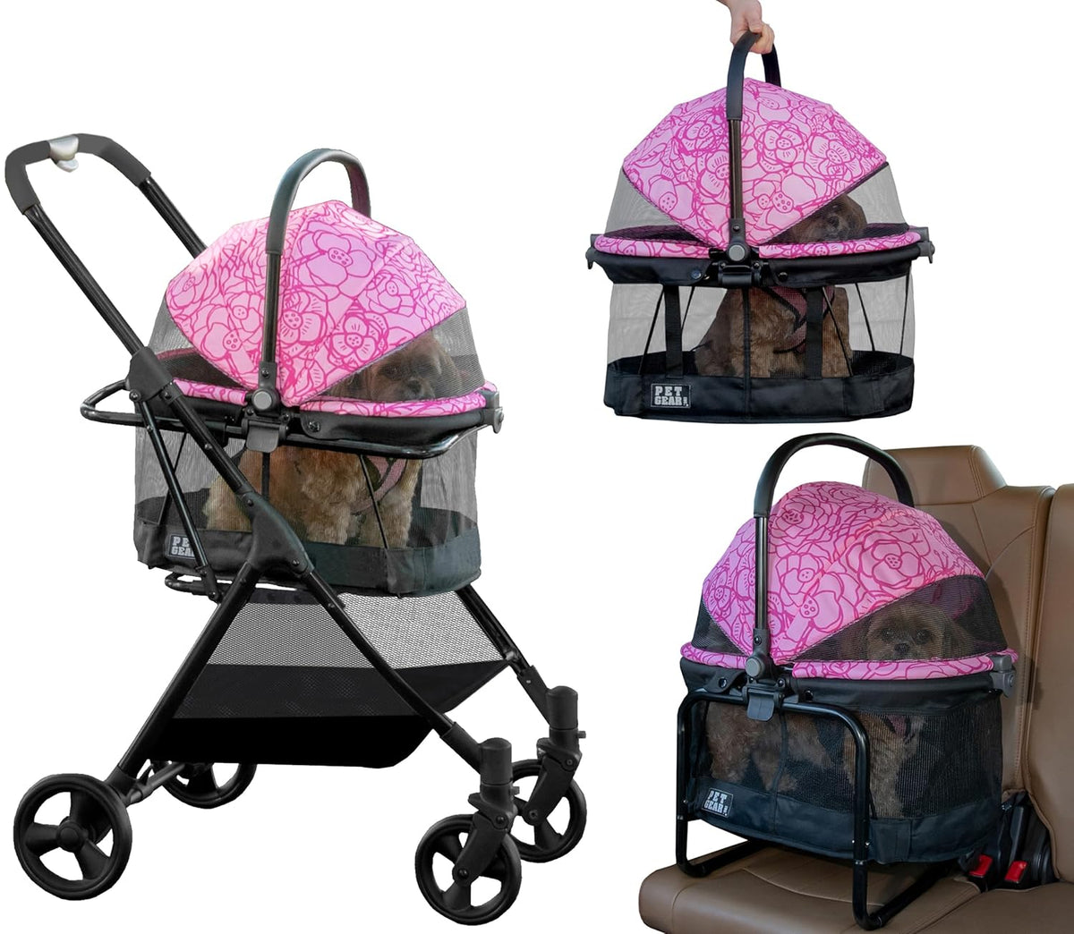 Pet Gear 3-in-1 Travel System View 360 Stroller, Cotton Candy