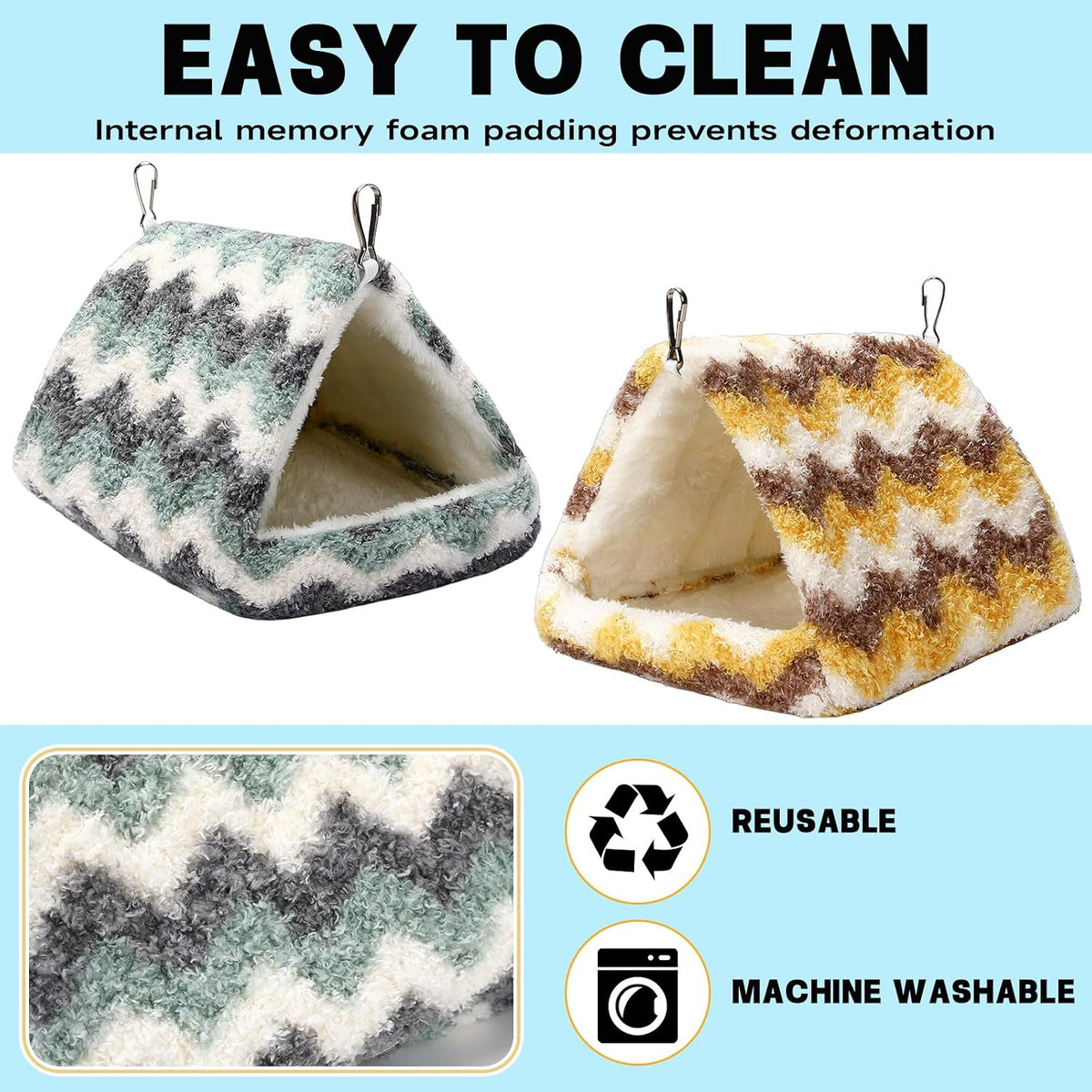 PETKNOWS 2 Pack Bird Nest House, Hanging Hammock Fluffy Parrots Bird Bed