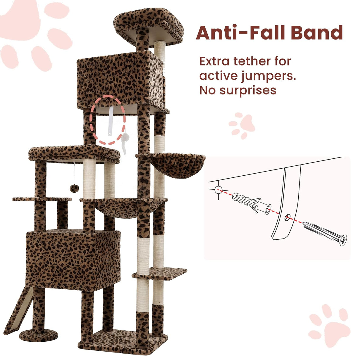 Cat Tree, 78.7" Tall Heavy Duty Cat Tower for Indoor Cat VCT033BW