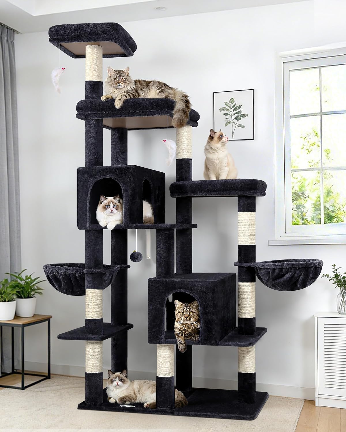 Globlazer 74in Large Sturdy Cat Tree for Large Cats, F74F, Dark Grey