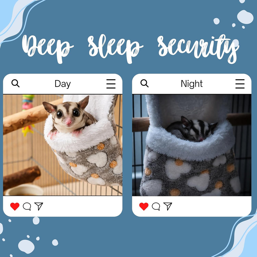 Sugar Glider Sleeping Pouch Bed Cage, 2pcs Hanging Warm Comfortable Sleeping Pouch Bag, Sugar Glider Hideout Habitat Decoration Cozy Cage Accessories, Nest Bed for Small Animals (Hammock)