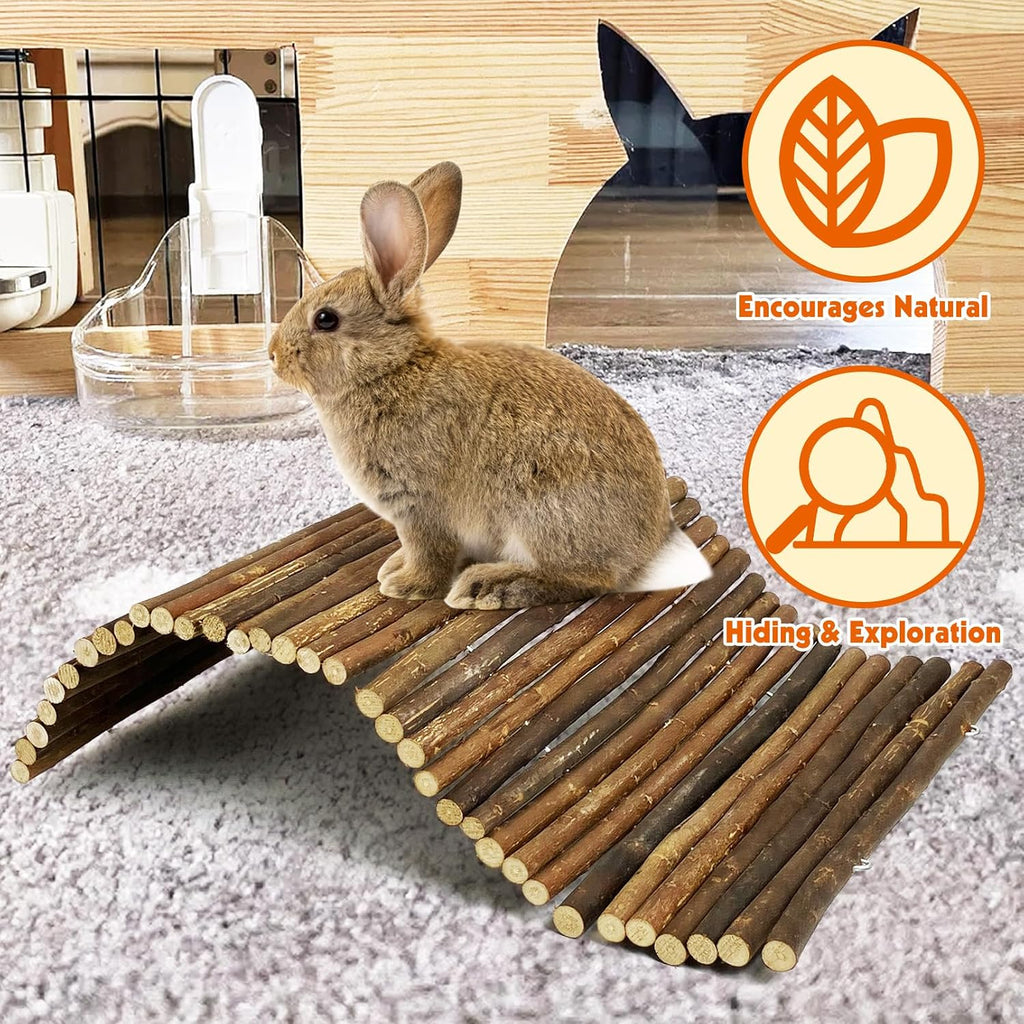Tfwadmx Wooden Hamster Bridge, Extra Large 2 Pcs Small Animal Bendy Bridge Tunnel Hut Hideout Ladder Hideaway Climbing Chew Toy for Gerbil Guinea Pig Chinchilla Rabbit Ferret Hedgehog Rat Gerbil