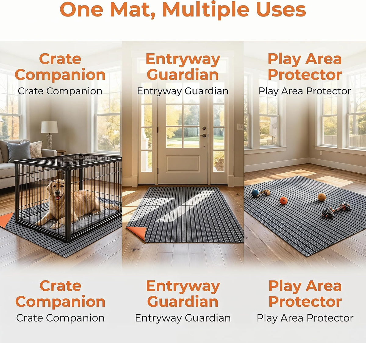 Non-Slip Extra Large Gray Waterproof Dog Crate Mat,45.28" x 59.06" x 0.23"