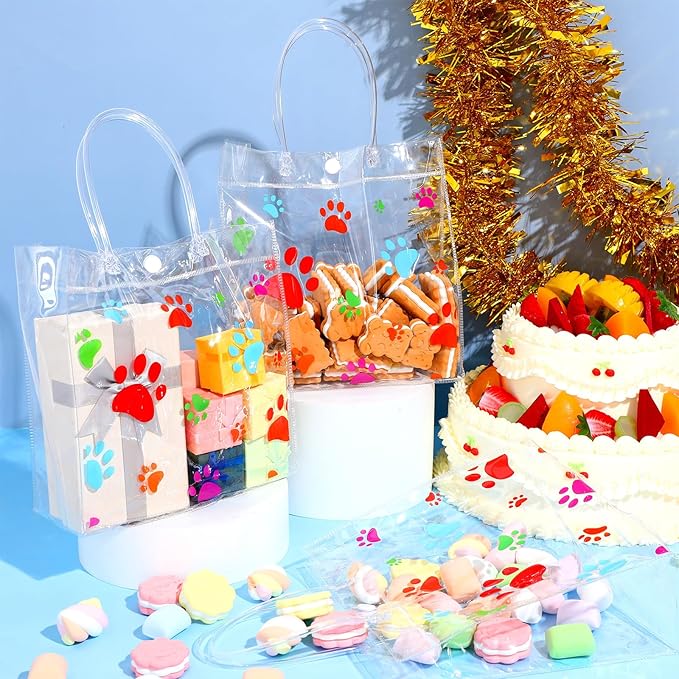 Teling 20 Packs Dog Paw Clear PVC Gift Bags - Image 4