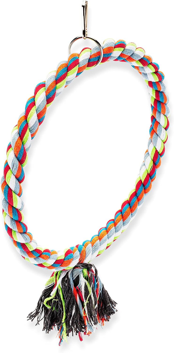Medium Bird Rope Perch Circle Swing Toy Multicolor 8 Inch