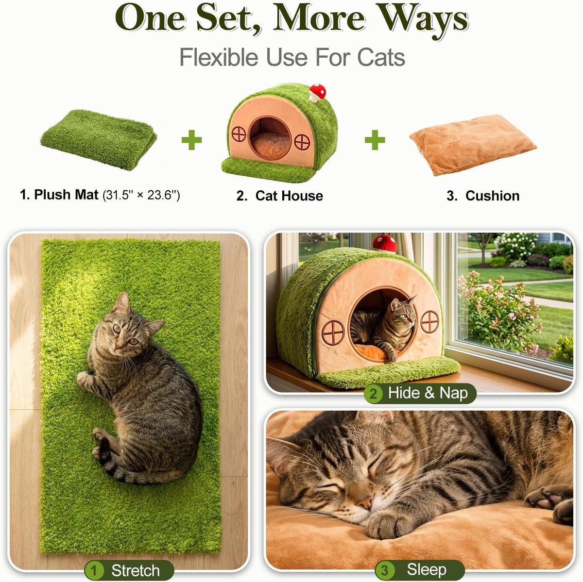 Cat House for Indoor Cats - Tree Hole Cat Bed Cave Hideaway