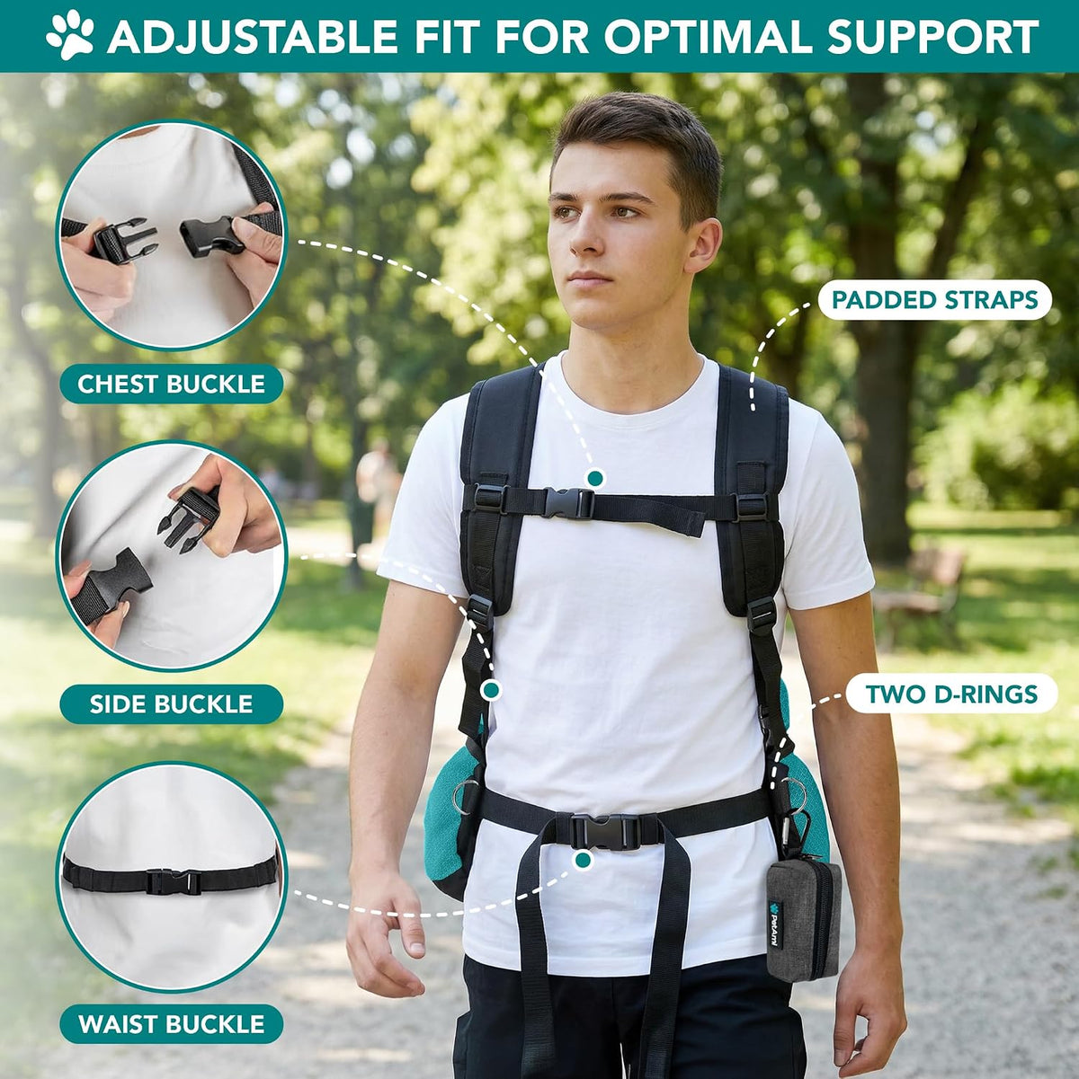PetAmi Dog Carrier Backpack, Hands Free Front Pet Carrier, 10lbs, Teal Blue