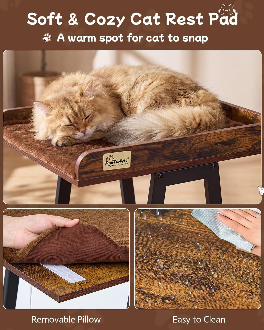 71" Modern Cat Tree for Large Adult Cats, Staggered Platforms