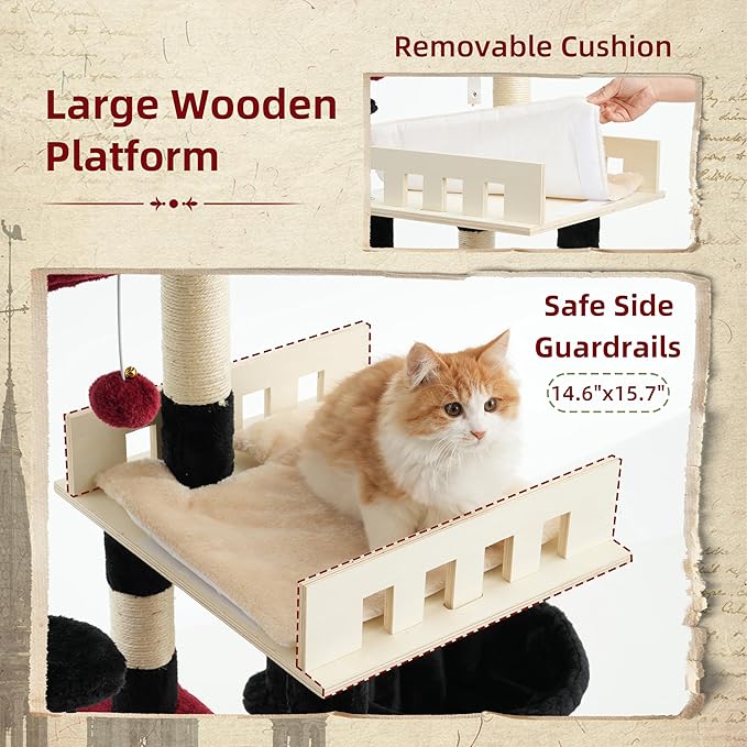 Cat Tree for Indoor Cats Large Adult, Heavy Duty Cat Tree for Large Cats 20 lbs+ - Image 2