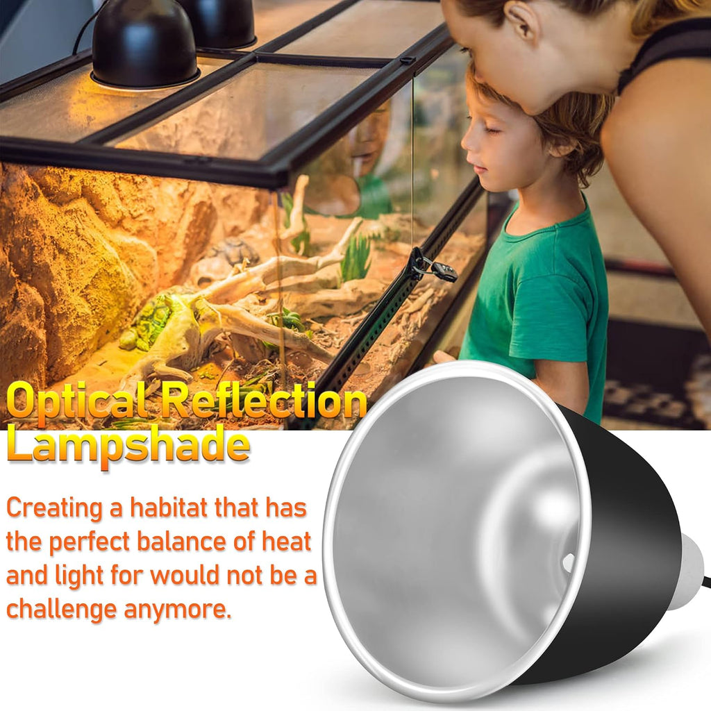 Reptile Reflector Dome Lamp Fixture, 5.5 inch Deep Polished Aluminum UVB Light Fixture for Reptile Glass Terrariums fit UVB UVA Bulb, Basking Heat Bulb, Ceramic Heat Emitter