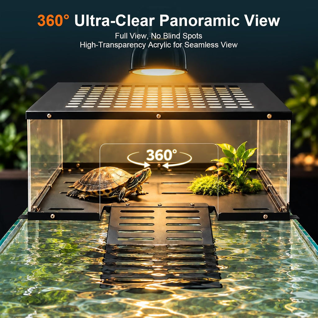 Turtle Basking Platform Fits 18‑20 Inch Wide Aquariums 304 Stainless Steel Non‑Slip Ramp Terrace, Aquascape‑Ready Reptile Basking Dock for Aquatic Turtles