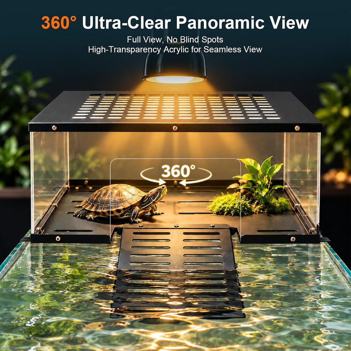 Turtle Basking Platform Fits 18‑20 Inch Wide Aquariums 304 Stainless Steel Non‑Slip Ramp Terrace, Aquascape‑Ready Reptile Basking Dock for Aquatic Turtles
