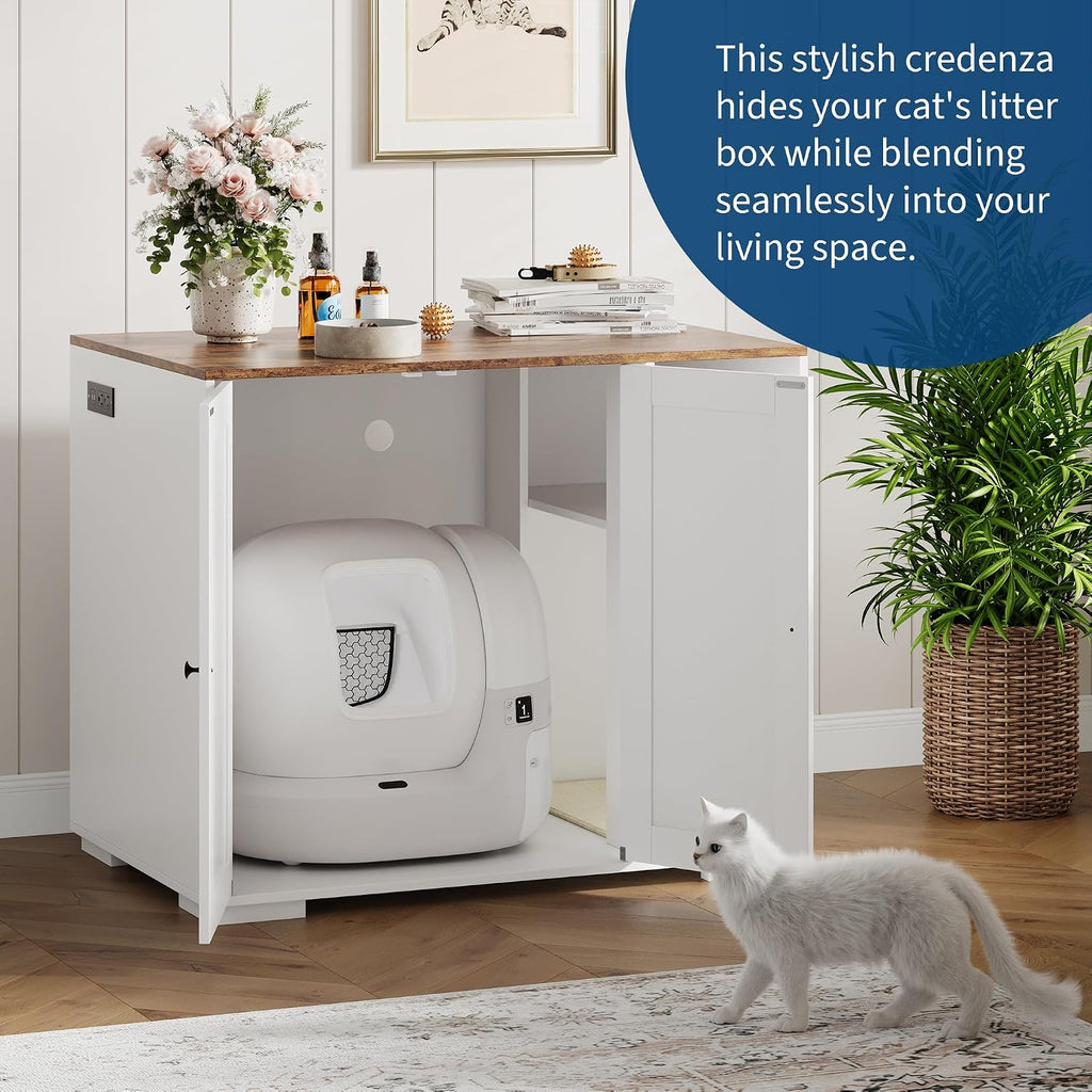 IDEALHOUSE Cat Litter Box Enclosure, Hidden Litter Box Furniture