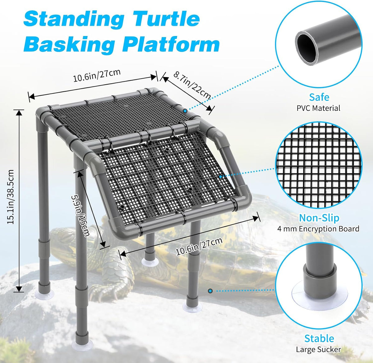 SKARUS Standing Turtle Basking Platform for 15-90 Gallon Tanks