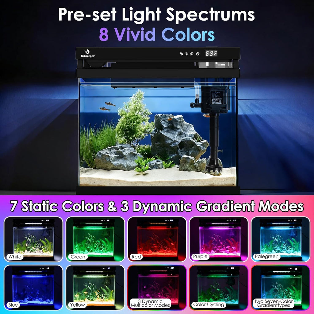 fishkeeper 2.3G Smart Aquarium - HD Glass Fish Tank Kits with Auto Feeder