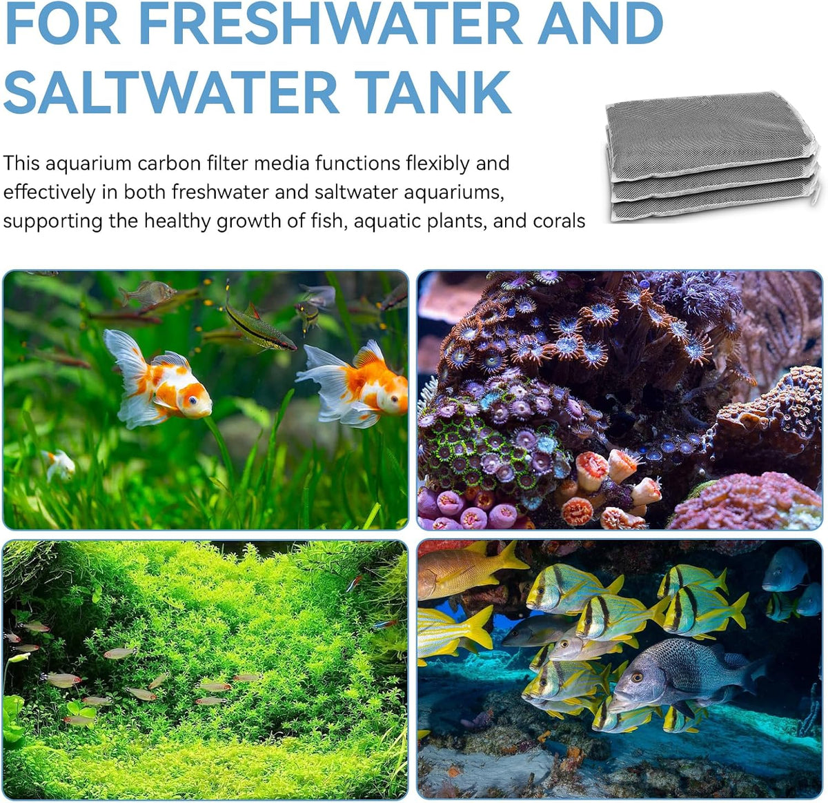 8 Oz Pro-C Aquarium Canister Filter Media Bag Compatible with Penn-Plax Cascade, Canister Filter Carbon Media for Remove Odors & Clear Water, Fish Tank Carbon Filter, 3 Pack (235g/bag)