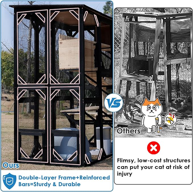 71.1" L Large Cat Catio Outdoor Cat Enclosure Window Acess, Walk-in Cat Cage - Image 5
