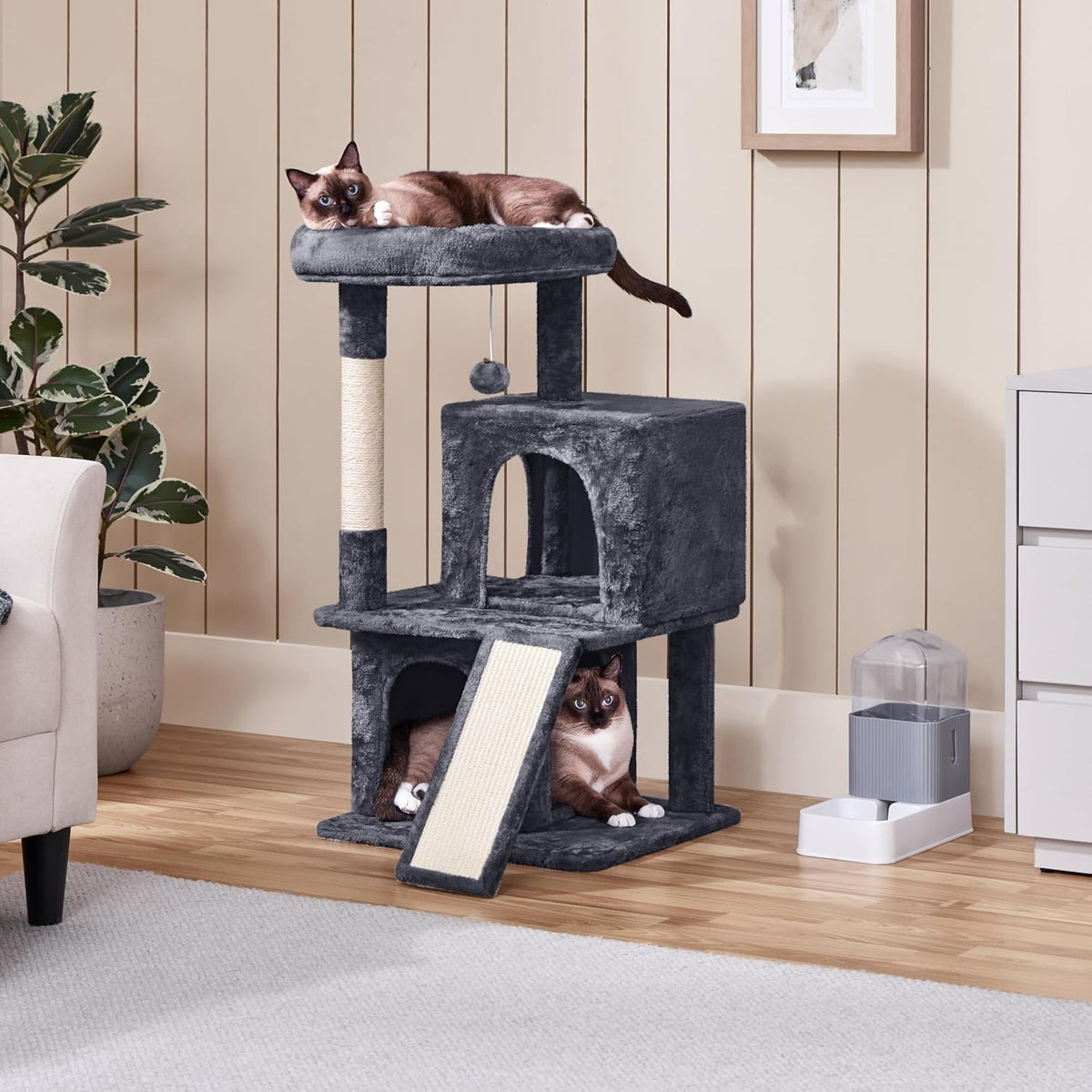 Yaheetech 36in Cat Tree Tower with Large Perch for Senior Kittens