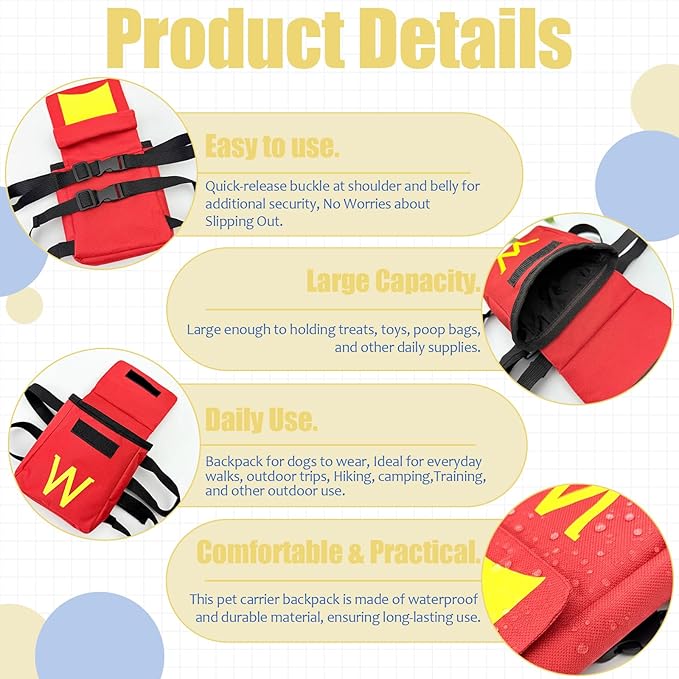 Dog Backpack for Dog, Adjustable Hands-Free Travel Hiking Walking Vest - Image 4