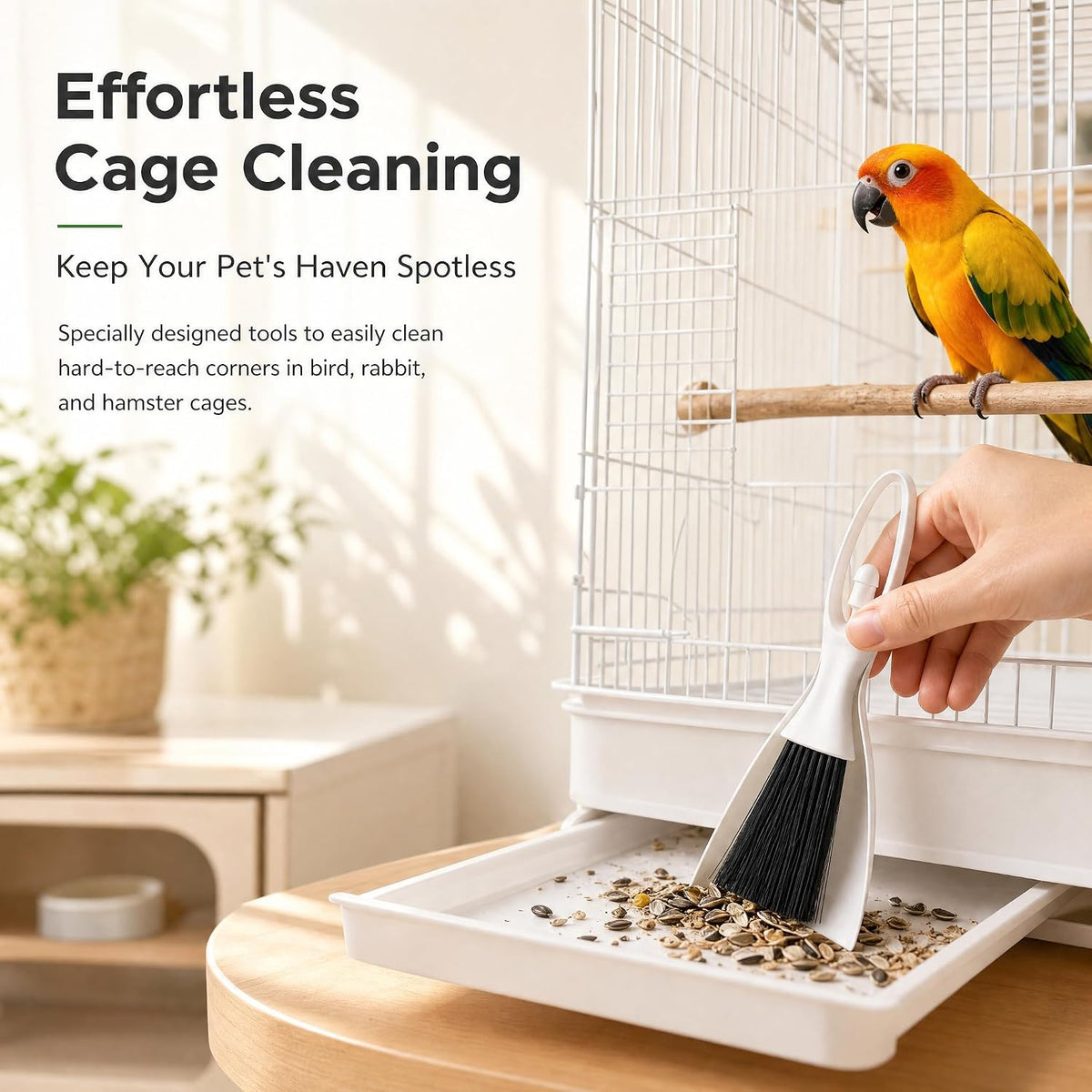 Bird Cage Cleaner Parakeet Cage Accessories Cleaning Brush Tool Set, Bird Poop Remover Cleaning Tools Set for Bird Cages, Rabbit Cages, Hamster Cages and Parrot Cages Accessories