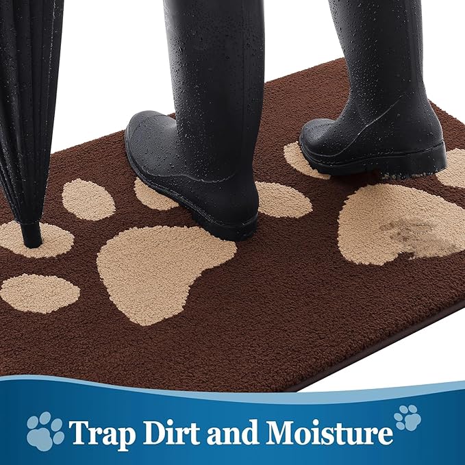 Buganda Dog Door Mat for Muddy Paws, Absorbent Dirt Trapper Washable Indoor - Image 2