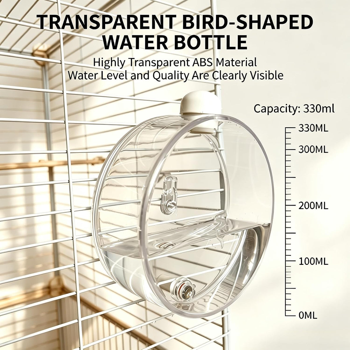 330-Milliliter Top-Fill Bird Water Dispenser with No-Drip Brass Pin