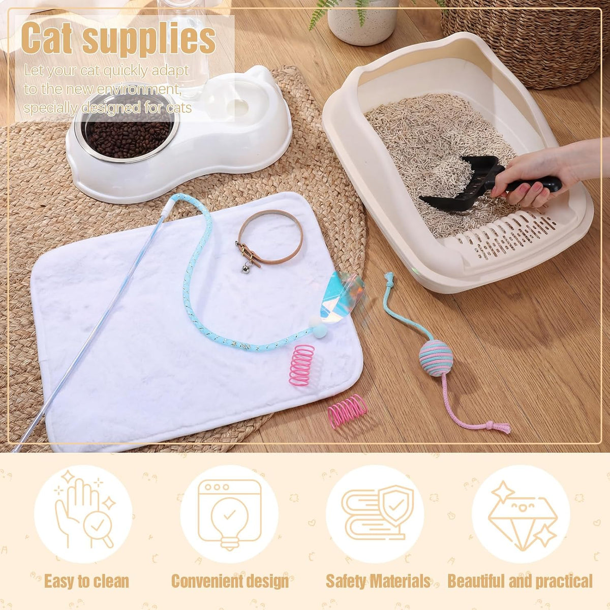 Eccliy 10 Pcs Kitten Starter Kit for Indoor, Classic, Small, White