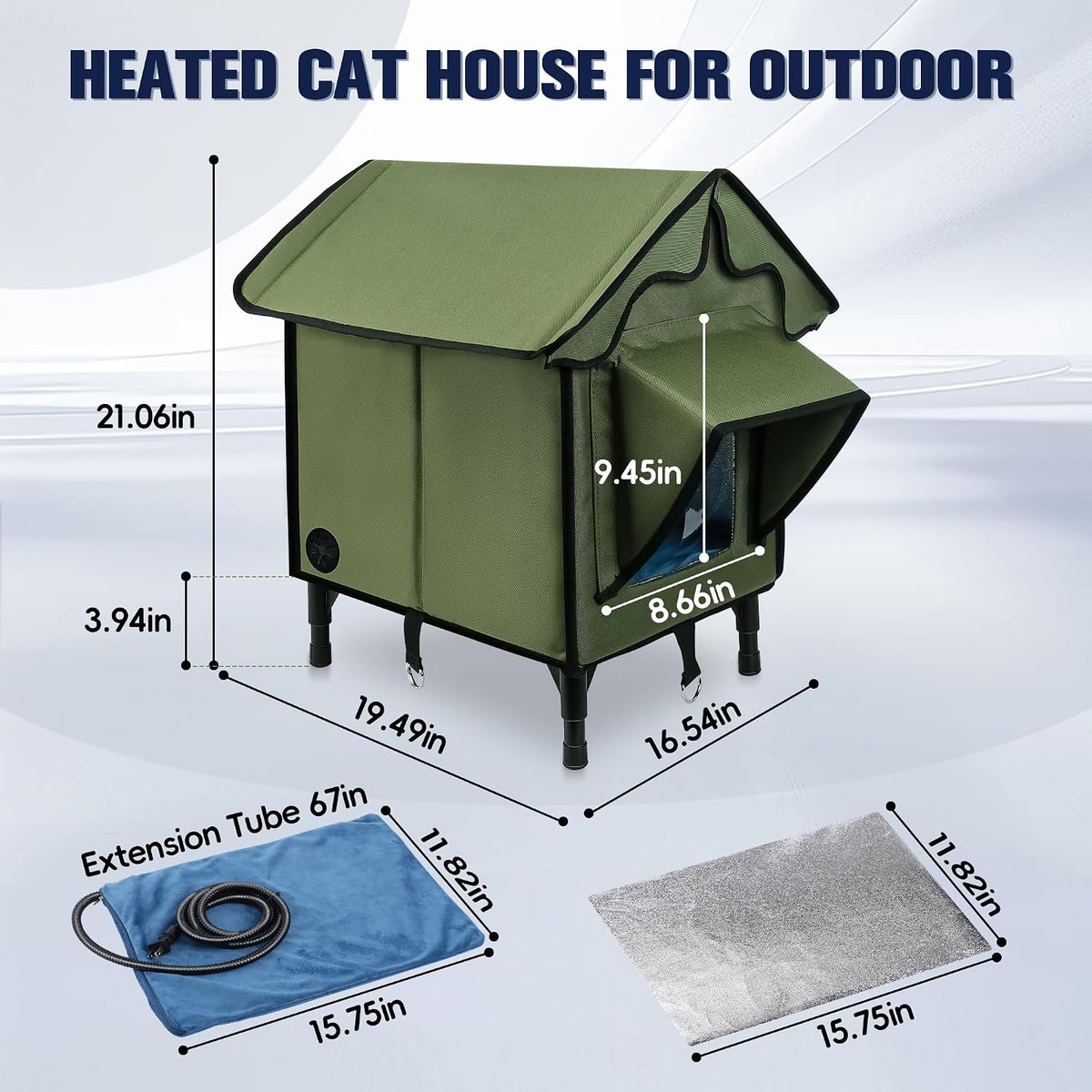 Newget Heated Cat House for Outside, Winter Cat House with Heated Pad