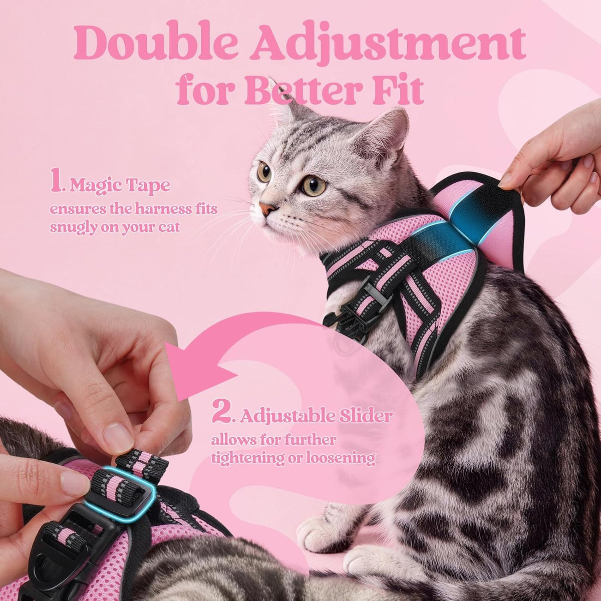 rabbitgoo Cat Harness and Leash Set, Step-in Soft Vest, Pink
