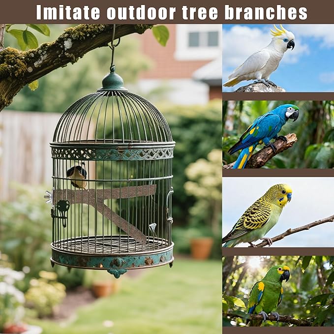 6 PCS Bird Perch Set, Natural Birch Wood Straight & Forked Perches - Image 9