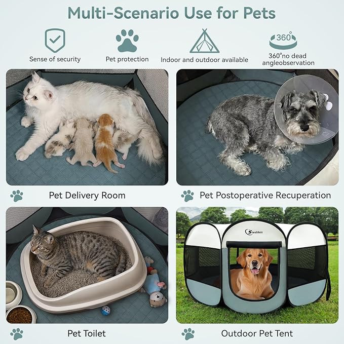 Pink Puppy Playpen for Middle Dog Cat, Dogs Tent Crate Cage Indoor/Outdoor - Image 5