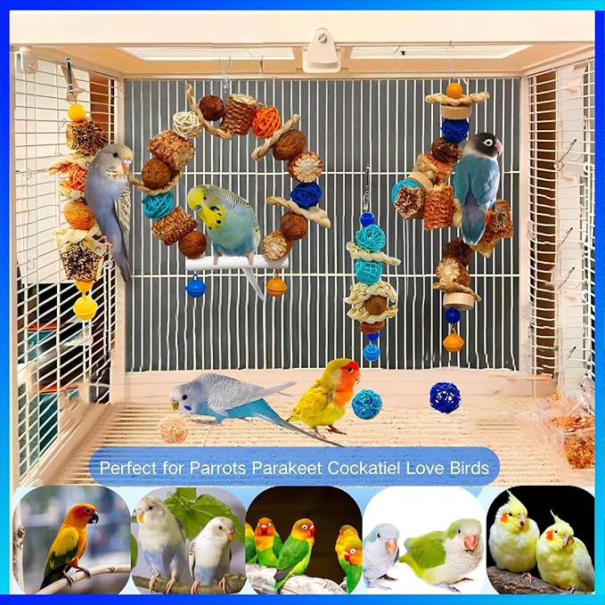 Parakeet Swing Toys, Bird Cage Hanging Chewing Toys, Natural Bird Parrot Toys - Image 5