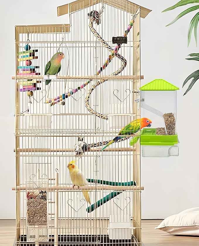 Hamiledyi Automatic Bird Feeder No Mess Bird Cage Feeder Seed Food Container - Image 3