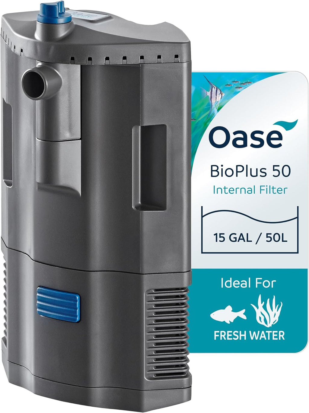 Oase BioPlus 50 Compact Internal Filter for Clean & Clear Aquarium Water – Easy Maintenance, Discreet Corner Mount, for Freshwater Tanks up to 15 Gallons