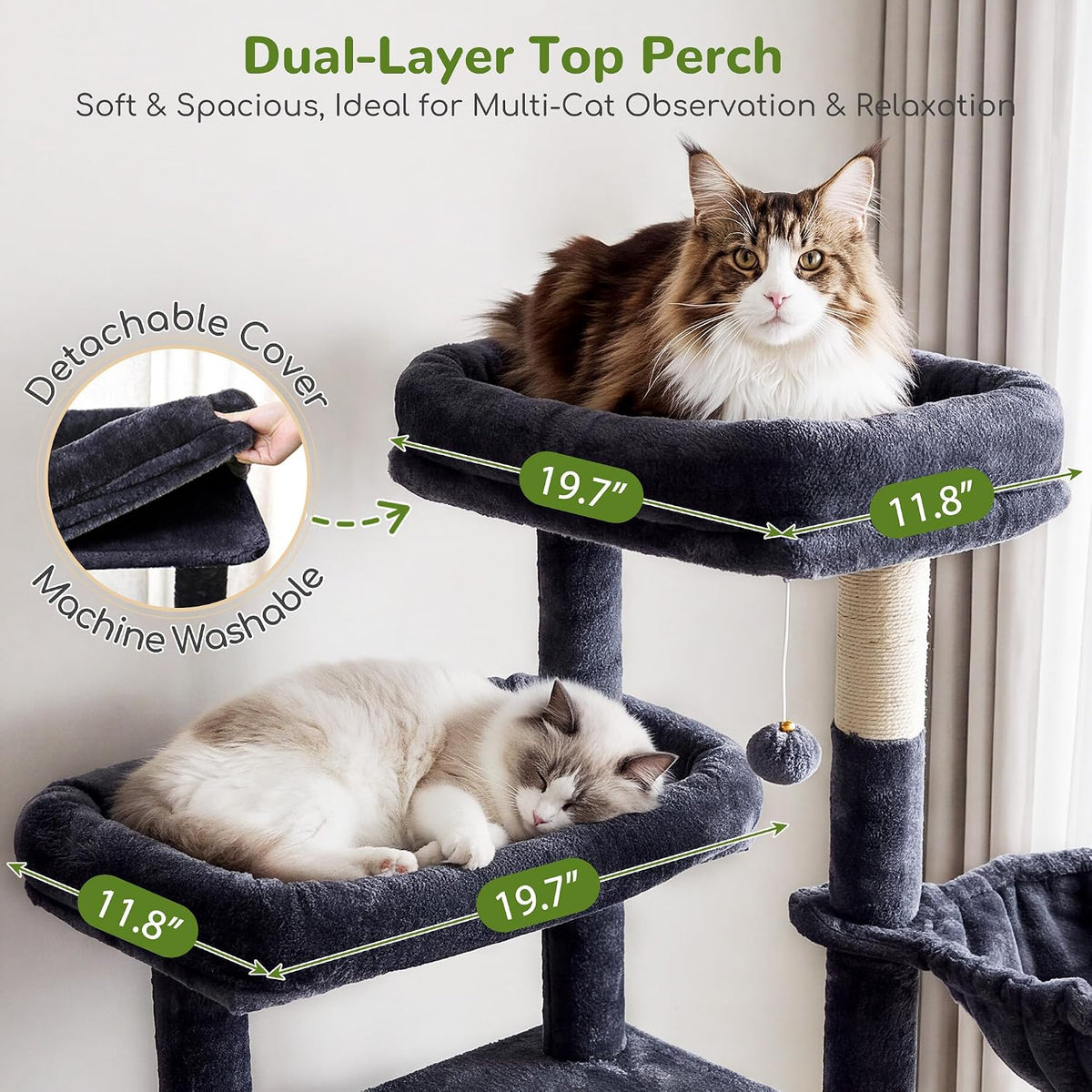 Globlazer 83in Extra Large Maine Coon Cat Tree, F83J, Dark Grey