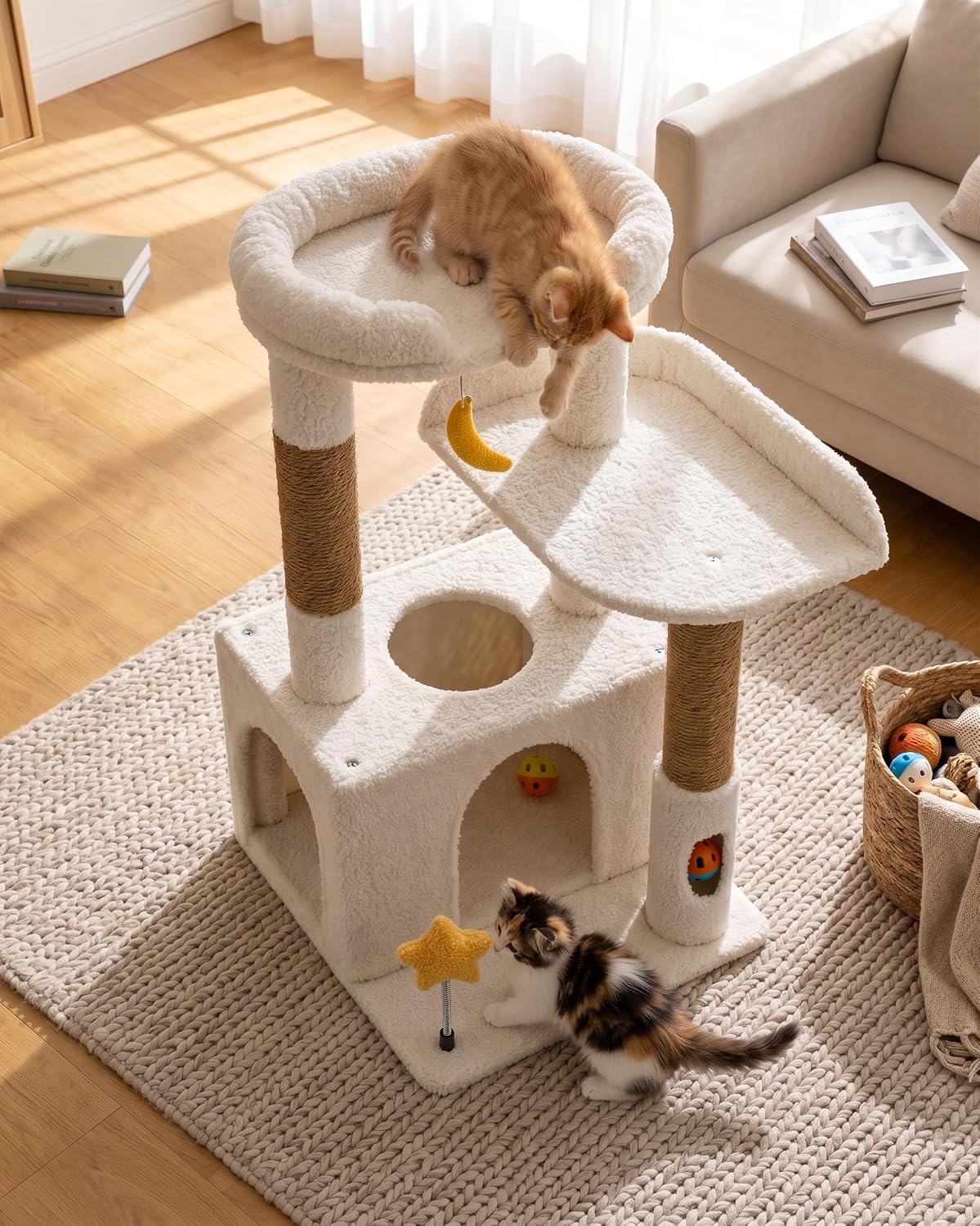 Small Cat Tree for Kittens, 30" Compact Cat Tower with Wide Base