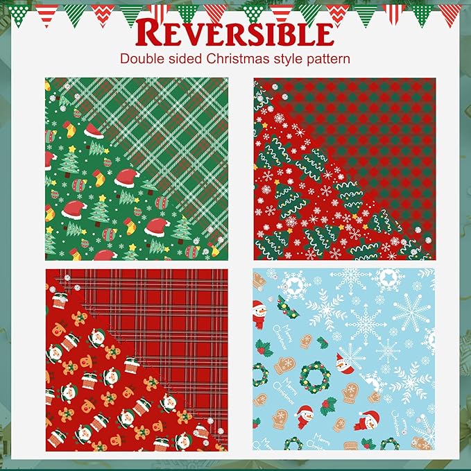 PAWCHIE Christmas Dog Bandanas 4 Pack, Reversible Dog Party Triangle Scarf Bibs - Image 3