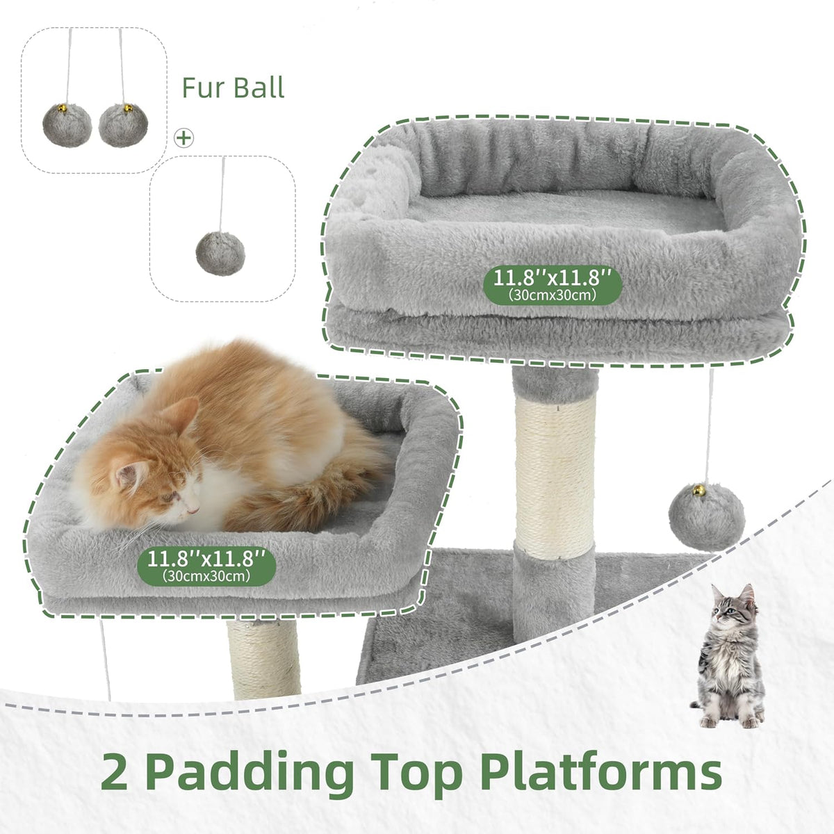 Cat Tree Tower Multi-Level with 2 Scratching Boards, GCT022W