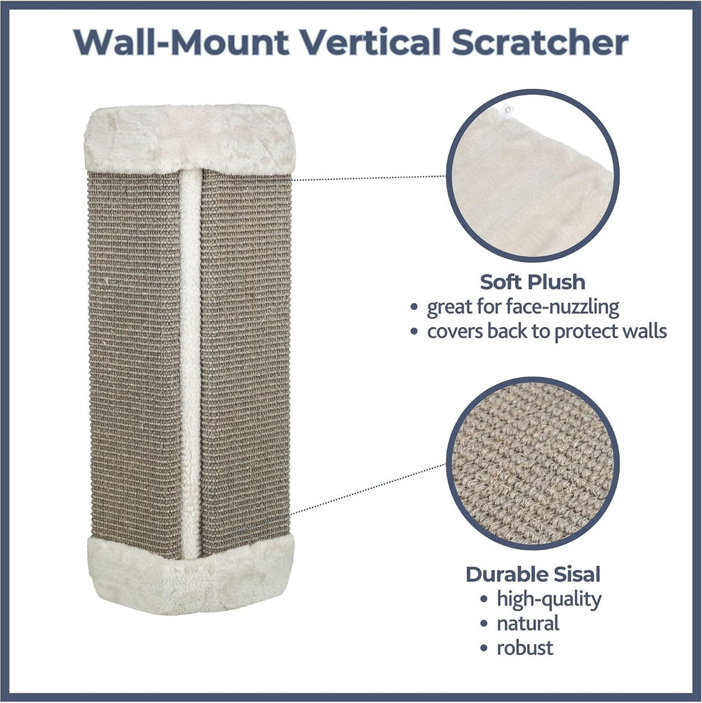Trixie Scratching Board for Corner – Vertical Sisal Rope Pad for Indoor Cats – Easy-Install Corner Scratch Pad – Gray, 1 x 12.6 x 23.6 in